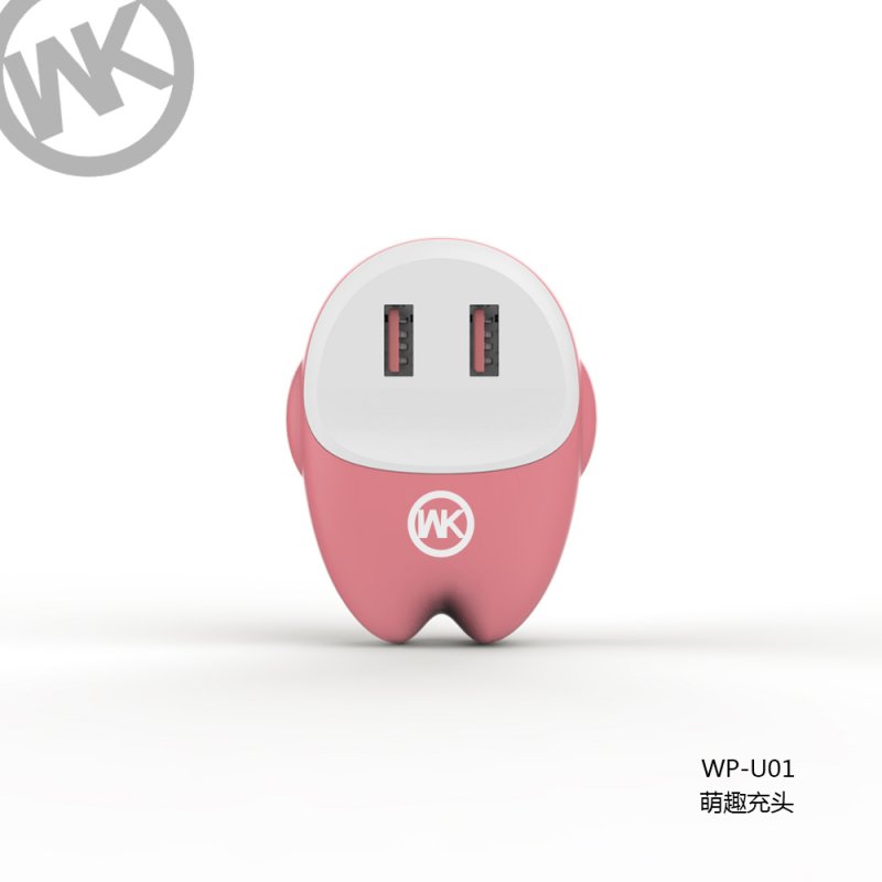 CHARGING ADAPTER WP-U01 2.4A 2USB Lovely (Pink ) 