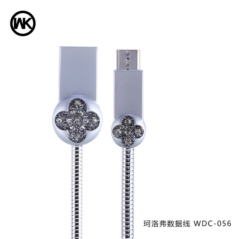 CHARGING CABLE WDC-056 Micro USB Clover (Silver) 
