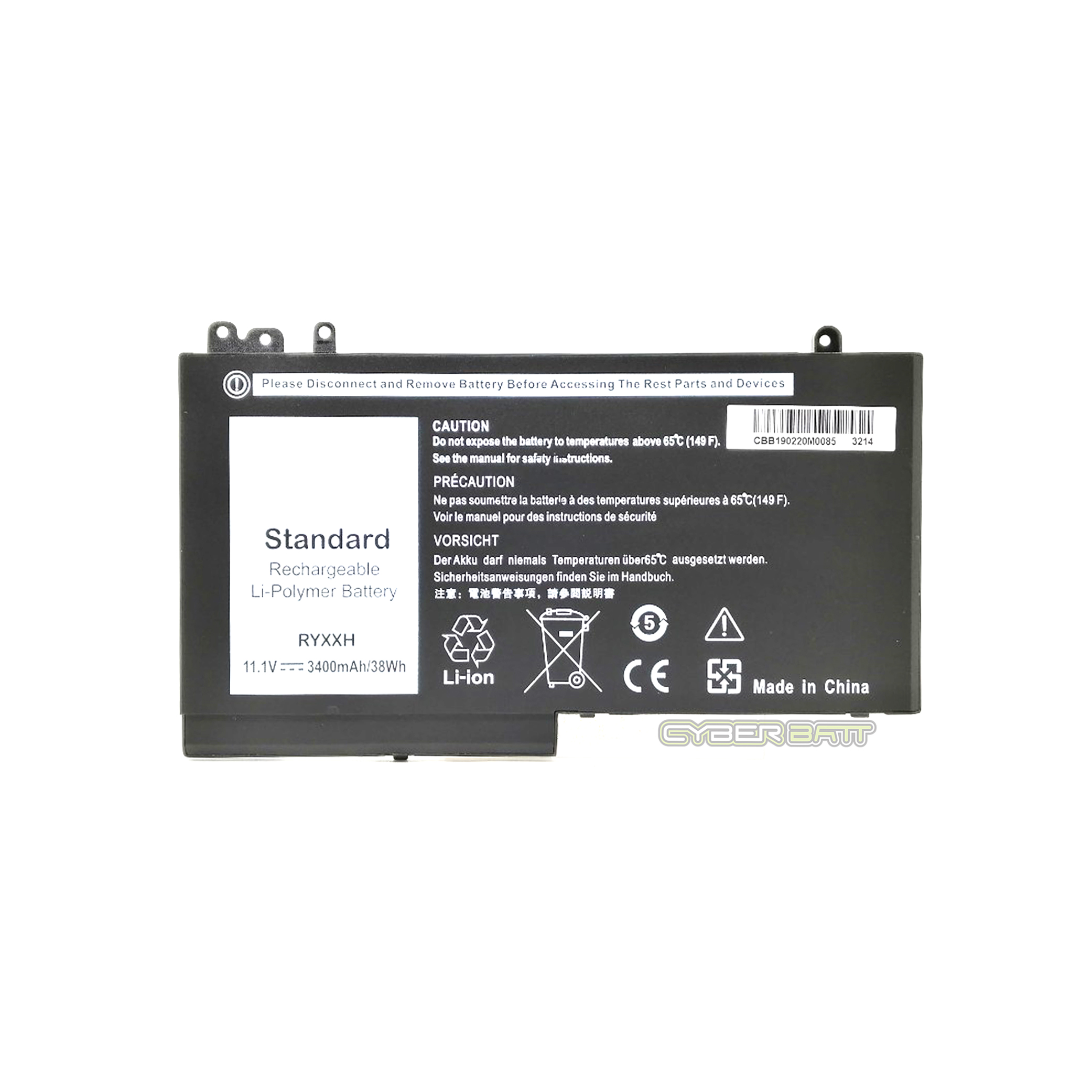 Battery Dell Latitude E5550 RYXXH : 11.1V-3400mAh/38Wh Black (OEM)