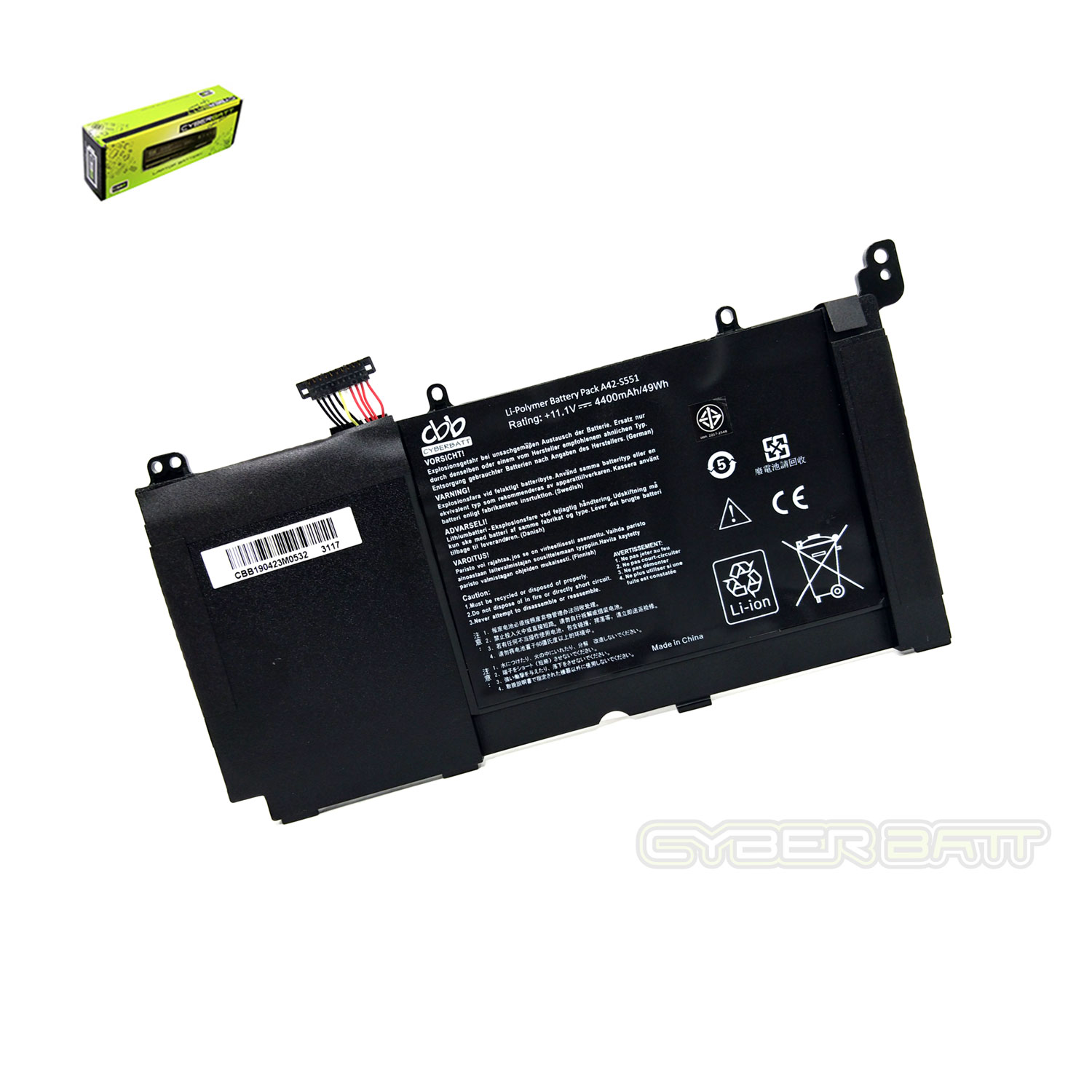 Battery Asus vivobook S551 R553L B3INI336 : 11.1V-48Wh Black (CBB)