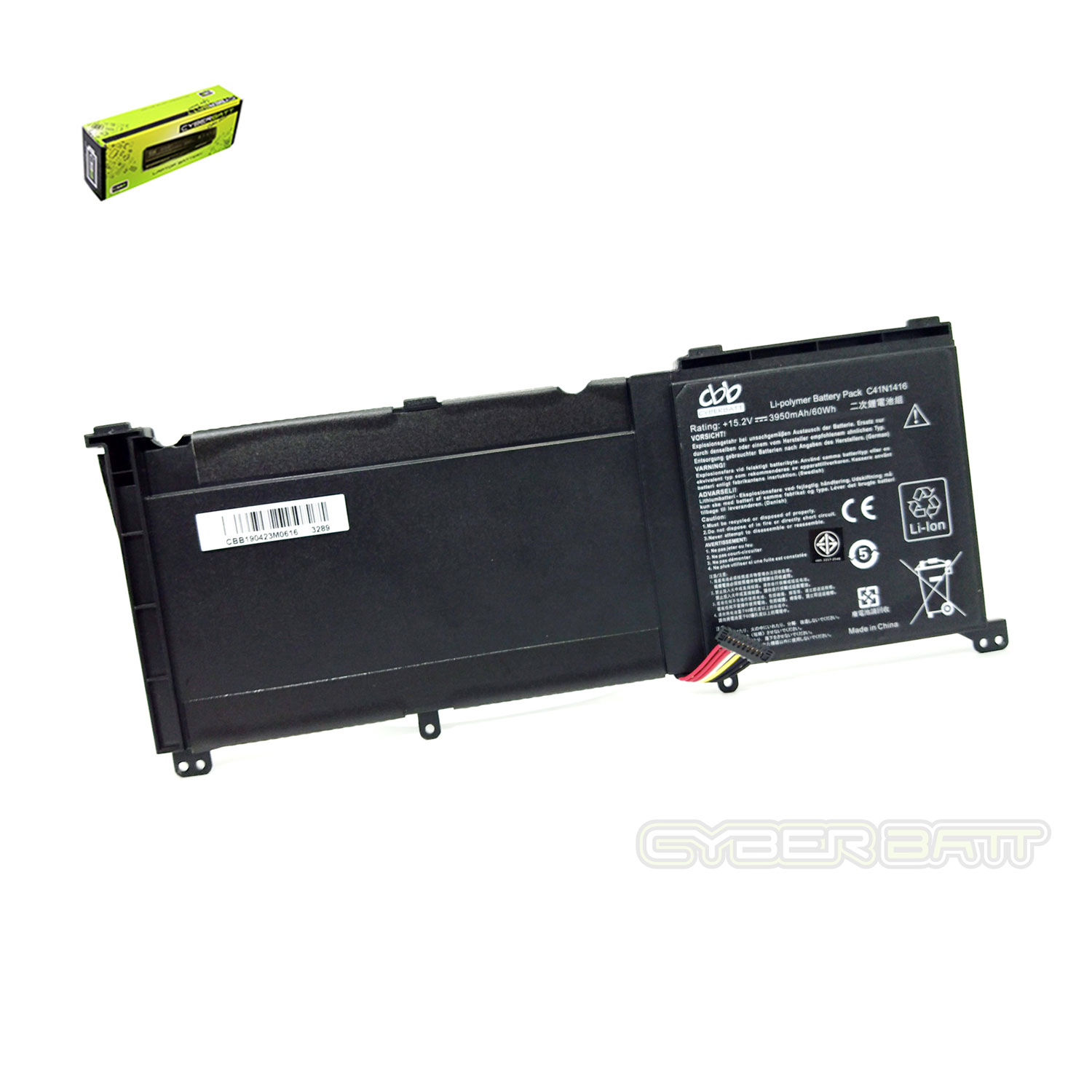Battery Asus ZenBook Pro UX501J C41N1416-4S1P : 15.2 V-60Wh Black (CBB)