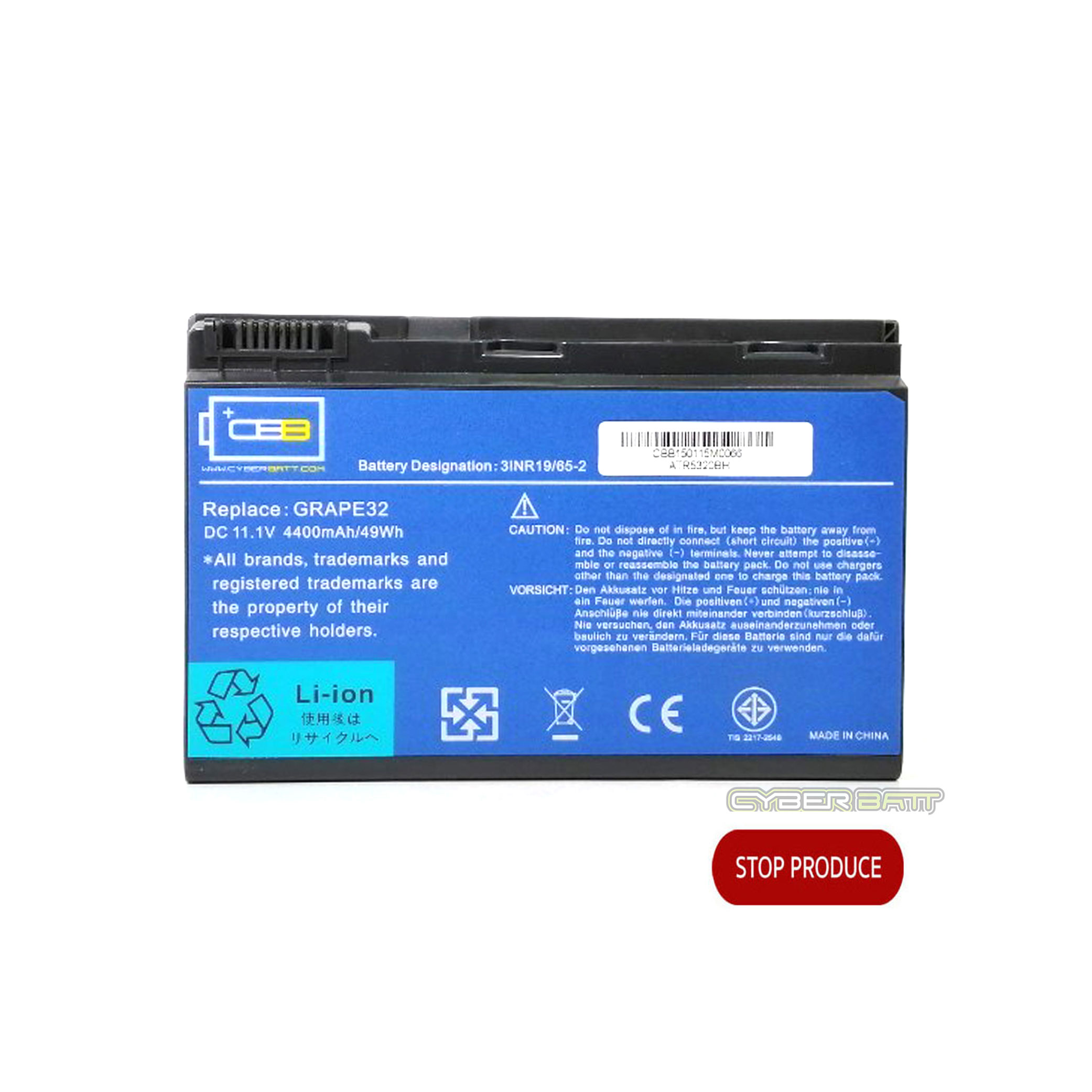 Battery Acer Travelmate 5520 : 11.1V-4400mAh Black (CYBERBATT) 