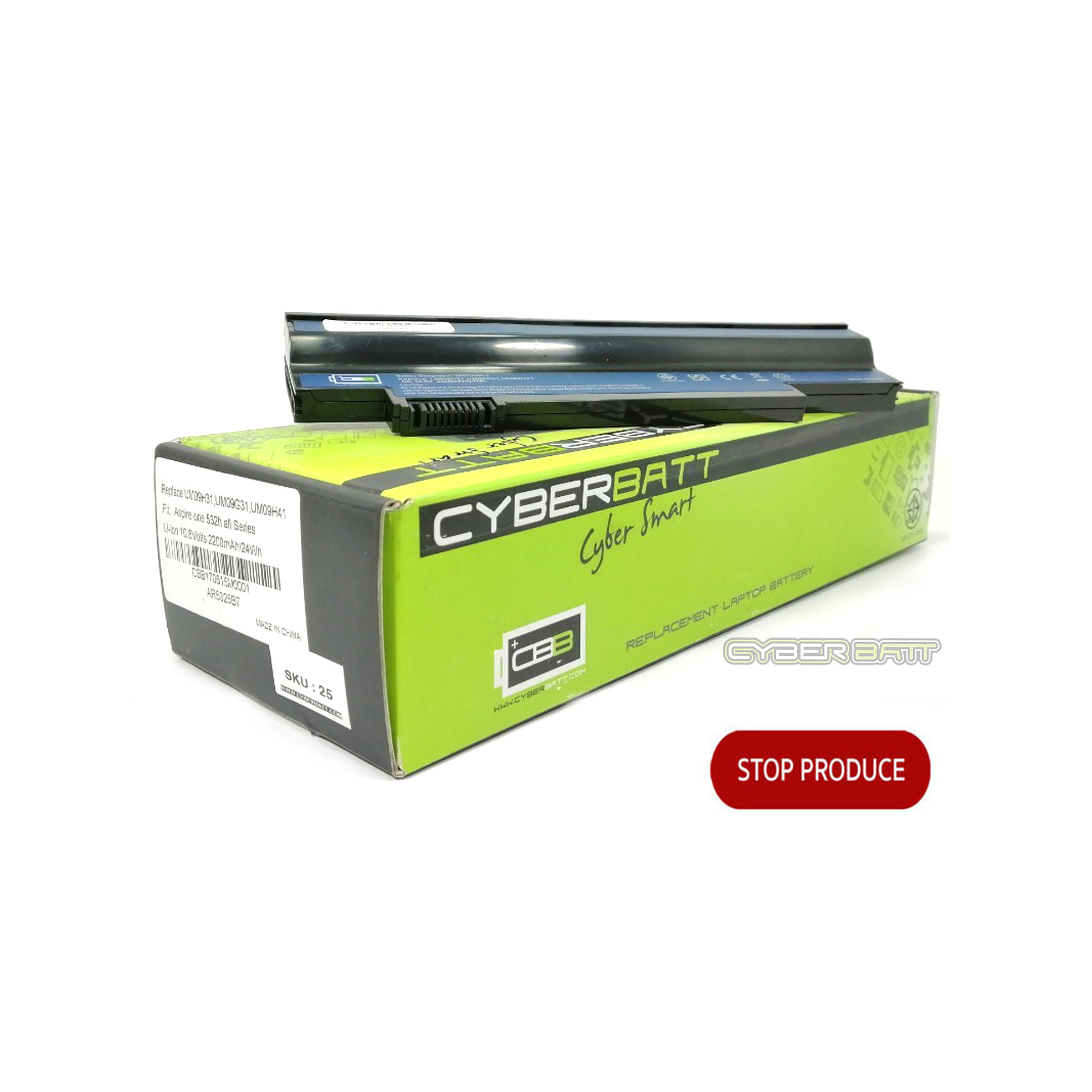 Battery Acer Aspire One 532H : 10.8V-2200mAh Black (CYBERBATT) 