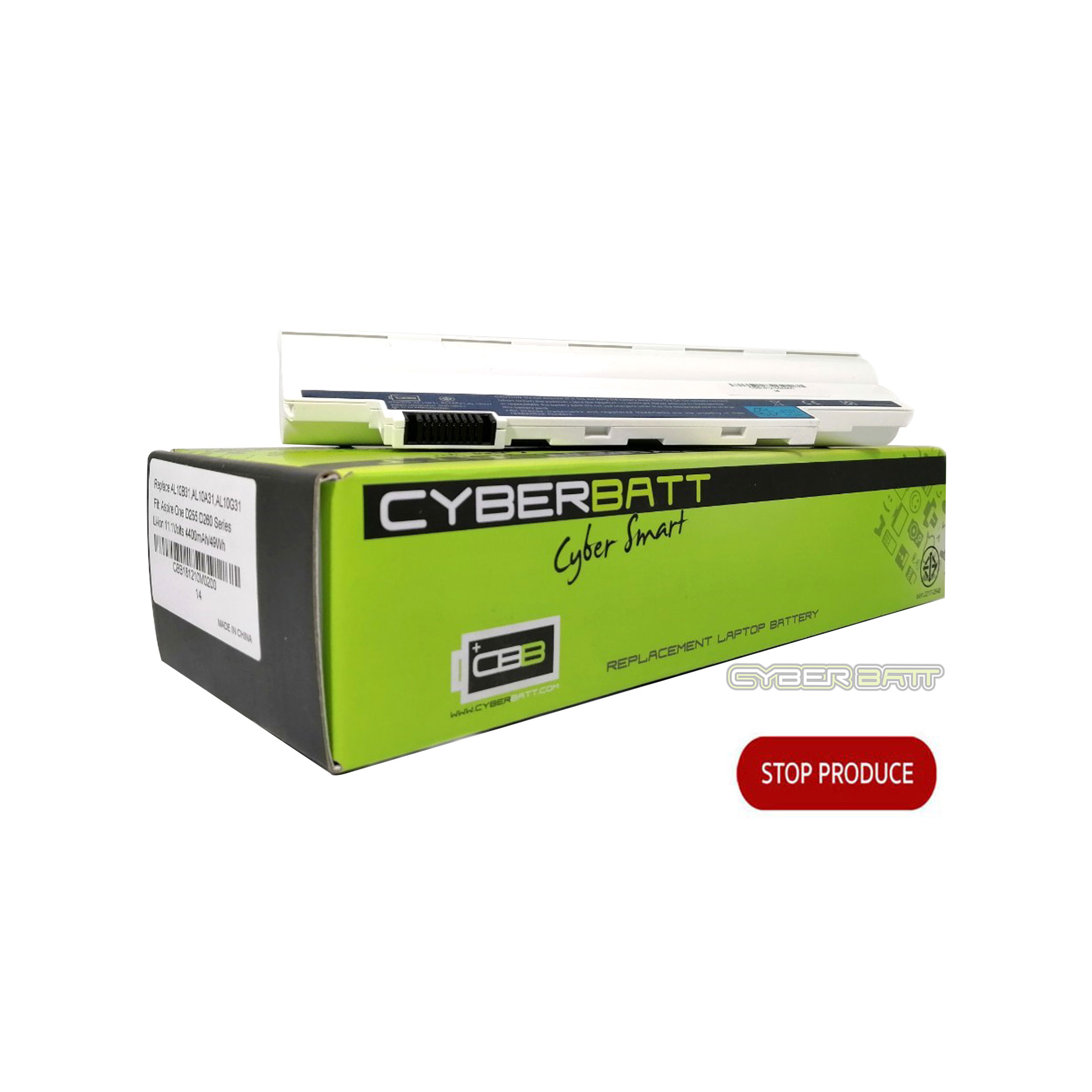 Battery Acer Aspire One D255 : 11.1V-4400mAh White (CYBERBATT) 